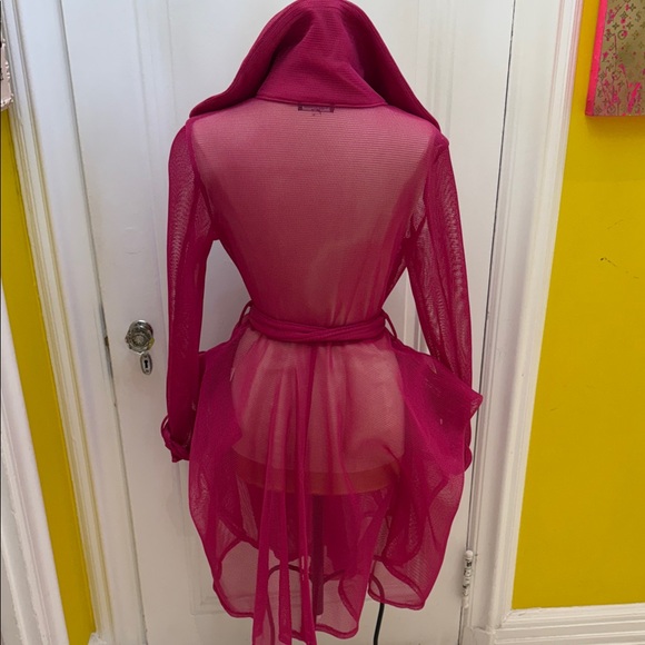 One of a Kind unique Vibrant Pink Sheer Trench Coat- Sz Med - Picture 4 of 7